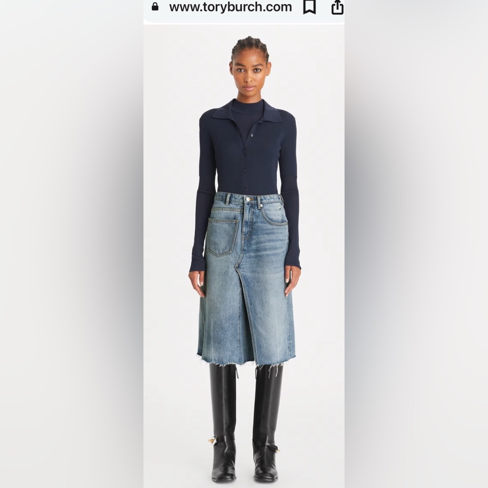 EUC Tory Burch DECONSTRUCTED DENIM SKIRT size 6 - Picture 5 of 15